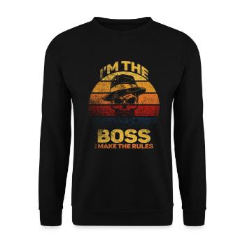 Ich bin der Boss, ich mache die Regeln - Unisex Pullover - Schwarz - Vorne - Alina (178cm) & Michal (187cm)