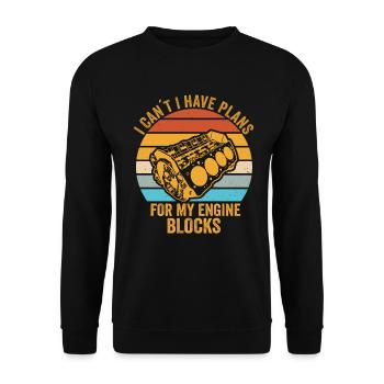 Ich kann keine Pläne für meine Motorblöcke haben - Unisex Pullover - Schwarz - Vorne - Alina (178cm) & Michal (187cm)
