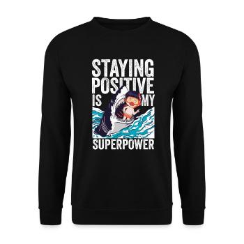 Rester positif est mon superpouvoir - Sweat-shirt Unisexe - noir - Devant - Alina (178cm) & Michal (187cm)