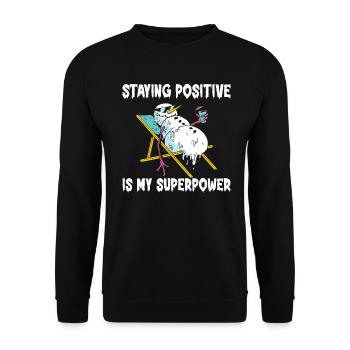 Rester positif est mon superpouvoir - Sweat-shirt Unisexe - noir - Devant - Alina (178cm) & Michal (187cm)