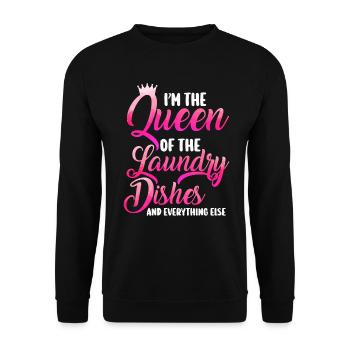 Queen Of The Laundry, Dishes And Everthing Else - Unisex Sweatshirt - black - Front - Alina (178cm) & Michal (187cm)