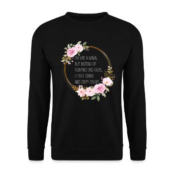 Comme une femme au foyer ninja - Sweat-shirt Unisexe - noir - Devant - Alina (178cm) & Michal (187cm)