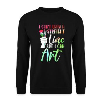 Je ne peux pas tracer une ligne droite mais je peux Art - Sweat-shirt Unisexe - noir - Devant - Alina (178cm) & Michal (187cm)