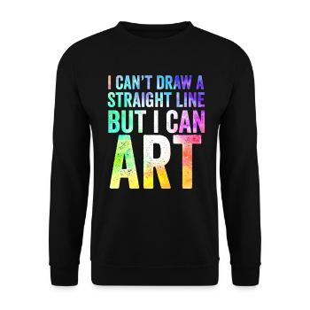 Je ne peux pas tracer une ligne droite mais je peux Art - Sweat-shirt Unisexe - noir - Devant - Alina (178cm) & Michal (187cm)