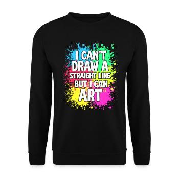 Je ne peux pas tracer une ligne droite mais je peux Art - Sweat-shirt Unisexe - noir - Devant - Alina (178cm) & Michal (187cm)