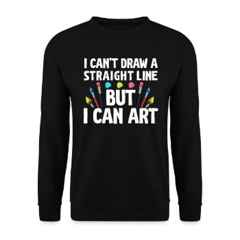 Je ne peux pas tracer une ligne droite mais je peux Art - Sweat-shirt Unisexe - noir - Devant - Alina (178cm) & Michal (187cm)