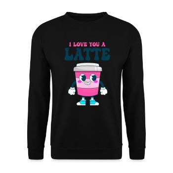 Ich liebe dich Eine Latte Pärchen Romanze - Unisex Pullover - Schwarz - Vorne - Alina (178cm) & Michal (187cm)