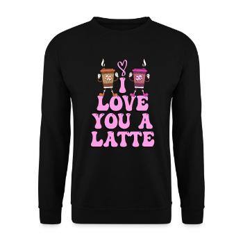 Ich liebe dich Eine Latte Pärchen Romanze - Unisex Pullover - Schwarz - Vorne - Alina (178cm) & Michal (187cm)
