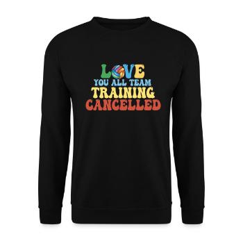 Love You All Mannschaftstraining abgesagt Volleyball - Unisex Pullover - Schwarz - Vorne - Alina (178cm) & Michal (187cm)