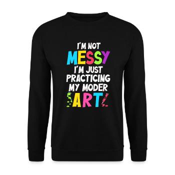 Ich bin kein chaotisches Gemälde mit moderner Kunst - Unisex Pullover - Schwarz - Vorne - Alina (178cm) & Michal (187cm)