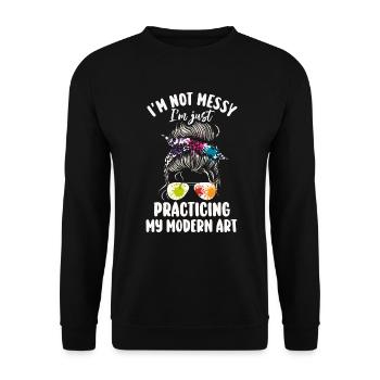Ich bin kein chaotisches Gemälde mit moderner Kunst - Unisex Pullover - Schwarz - Vorne - Alina (178cm) & Michal (187cm)