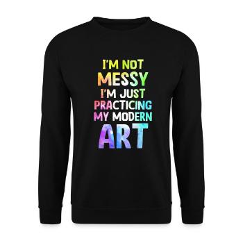 Ich bin kein chaotisches Gemälde mit moderner Kunst - Unisex Pullover - Schwarz - Vorne - Alina (178cm) & Michal (187cm)