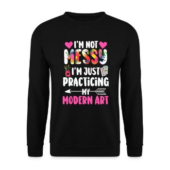 Ich bin kein chaotisches Gemälde mit moderner Kunst - Unisex Pullover - Schwarz - Vorne - Alina (178cm) & Michal (187cm)