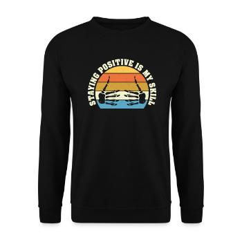 Positiv zu bleiben ist meine Kunst - Unisex Pullover - Schwarz - Vorne - Alina (178cm) & Michal (187cm)