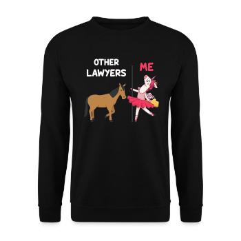 Other Lawyers Me Unicorn Horse - Unisex Sweatshirt - black - Front - Alina (178cm) & Michal (187cm)