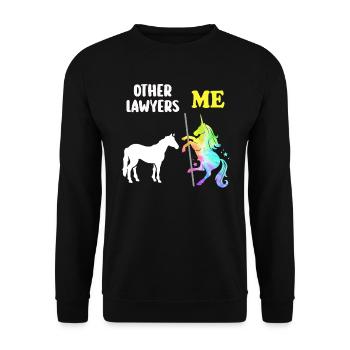 Other Lawyers Me Unicorn Horse - Unisex Sweatshirt - black - Front - Alina (178cm) & Michal (187cm)