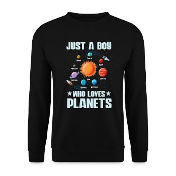 Nur ein Junge, der das Sonnensystem der Planeten liebt - Unisex Pullover - Schwarz - Vorne - Alina (178cm) & Michal (187cm)