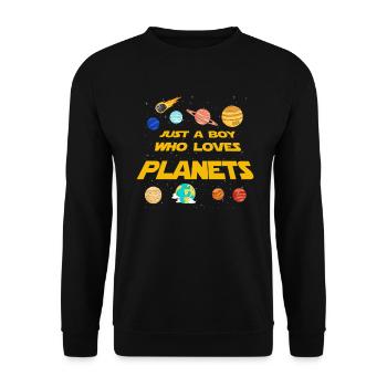 Juste un garçon qui aime les planètes du système solaire - Sweat-shirt Unisexe - noir - Devant - Alina (178cm) & Michal (187cm)
