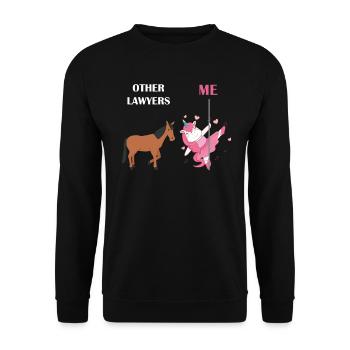 Other Lawyers Me Unicorn Horse - Unisex Sweatshirt - black - Front - Alina (178cm) & Michal (187cm)