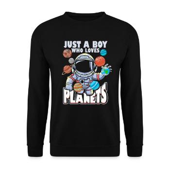 Just A Boy Who Loves Planets Solar System - Unisex Sweatshirt - black - Front - Alina (178cm) & Michal (187cm)