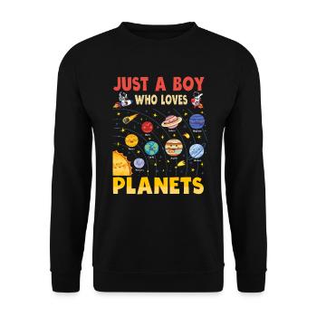 Just A Boy Who Loves Planets Solar System - Unisex Sweatshirt - black - Front - Alina (178cm) & Michal (187cm)