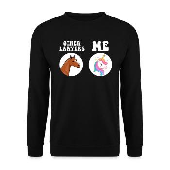 Other Lawyers Me Unicorn Horse - Unisex Sweatshirt - black - Front - Alina (178cm) & Michal (187cm)