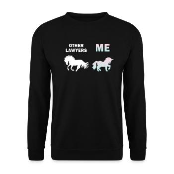 Other Lawyers Me Unicorn Horse - Unisex Sweatshirt - black - Front - Alina (178cm) & Michal (187cm)