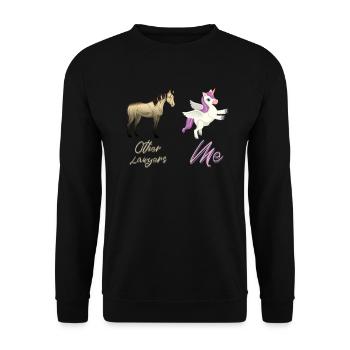 Other Lawyers Me Unicorn Horse - Unisex Sweatshirt - black - Front - Alina (178cm) & Michal (187cm)