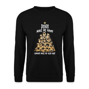 Les chiens me rendent heureux humain me font mal à la tête Doglove - Sweat-shirt Unisexe - noir - Devant - Alina (178cm) & Michal (187cm)