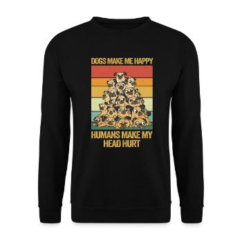 Les chiens me rendent heureux humain me font mal à la tête Doglove - Sweat-shirt Unisexe - noir - Devant - Alina (178cm) & Michal (187cm)