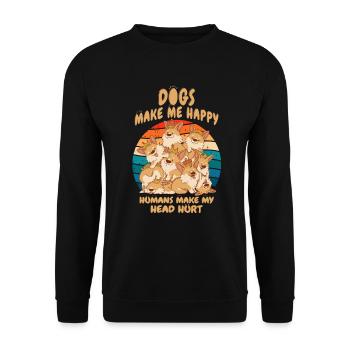 Les chiens me rendent heureux humain me font mal à la tête Doglove - Sweat-shirt Unisexe - noir - Devant - Alina (178cm) & Michal (187cm)