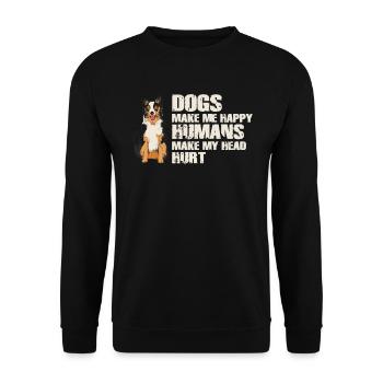 Les chiens me rendent heureux humain me font mal à la tête Doglove - Sweat-shirt Unisexe - noir - Devant - Alina (178cm) & Michal (187cm)