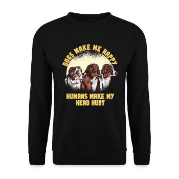 Les chiens me rendent heureux humain me font mal à la tête Doglove - Sweat-shirt Unisexe - noir - Devant - Alina (178cm) & Michal (187cm)