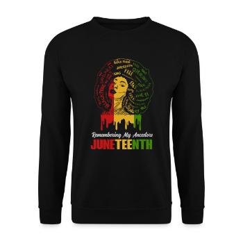 Juneteenth 1865 Remembering My Ancestors - Unisex Sweatshirt - black - Front - Alina (178cm) & Michal (187cm)