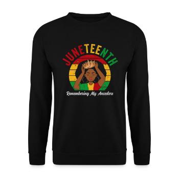Juneteenth 1865 Remembering My Ancestors - Unisex Sweatshirt - black - Front - Alina (178cm) & Michal (187cm)