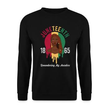 Juneteenth 1865 Se souvenir de mes ancêtres - Sweat-shirt Unisexe - noir - Devant - Alina (178cm) & Michal (187cm)