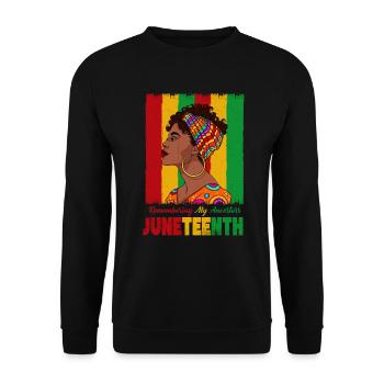 Juneteenth 1865 Remembering My Ancestors - Unisex Sweatshirt - black - Front - Alina (178cm) & Michal (187cm)