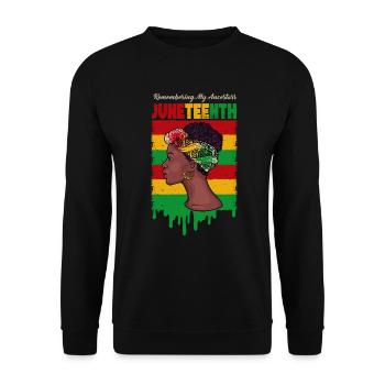Juneteenth 1865 Se souvenir de mes ancêtres - Sweat-shirt Unisexe - noir - Devant - Alina (178cm) & Michal (187cm)