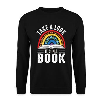 Jetez un coup d’œil C’est dans un rat de bibliothèque de lecture de livre - Sweat-shirt Unisexe - noir - Devant - Alina (178cm) & Michal (187cm)