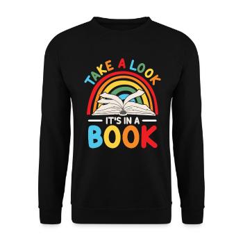 Jetez un coup d’œil C’est dans un rat de bibliothèque de lecture de livre - Sweat-shirt Unisexe - noir - Devant - Alina (178cm) & Michal (187cm)