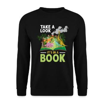 Jetez un coup d’œil C’est dans un rat de bibliothèque de lecture de livre - Sweat-shirt Unisexe - noir - Devant - Alina (178cm) & Michal (187cm)