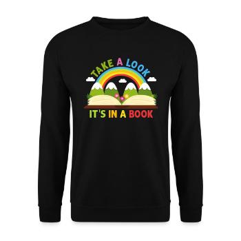 Jetez un coup d’œil C’est dans un rat de bibliothèque de lecture de livre - Sweat-shirt Unisexe - noir - Devant - Alina (178cm) & Michal (187cm)