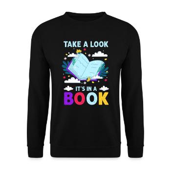Jetez un coup d’œil C’est dans un rat de bibliothèque de lecture de livre - Sweat-shirt Unisexe - noir - Devant - Alina (178cm) & Michal (187cm)
