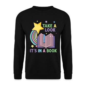 Jetez un coup d’œil C’est dans un rat de bibliothèque de lecture de livre - Sweat-shirt Unisexe - noir - Devant - Alina (178cm) & Michal (187cm)