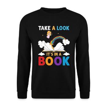 Jetez un coup d’œil C’est dans un rat de bibliothèque de lecture de livre - Sweat-shirt Unisexe - noir - Devant - Alina (178cm) & Michal (187cm)