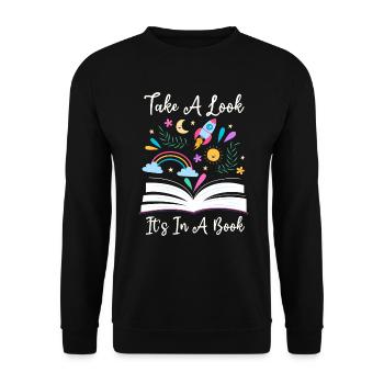 Jetez un coup d’œil C’est dans un rat de bibliothèque de lecture de livre - Sweat-shirt Unisexe - noir - Devant - Alina (178cm) & Michal (187cm)