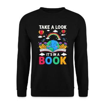 Jetez un coup d’œil C’est dans un rat de bibliothèque de lecture de livre - Sweat-shirt Unisexe - noir - Devant - Alina (178cm) & Michal (187cm)