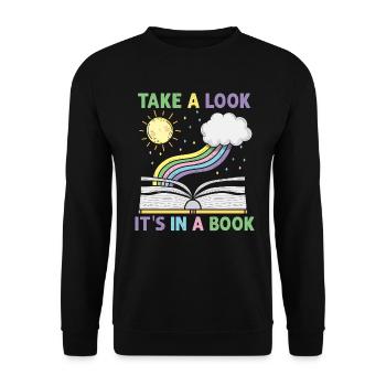 Jetez un coup d’œil C’est dans un rat de bibliothèque de lecture de livre - Sweat-shirt Unisexe - noir - Devant - Alina (178cm) & Michal (187cm)