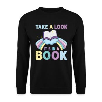 Jetez un coup d’œil C’est dans un rat de bibliothèque de lecture de livre - Sweat-shirt Unisexe - noir - Devant - Alina (178cm) & Michal (187cm)