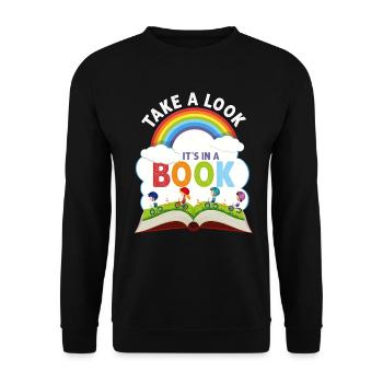 Jetez un coup d’œil C’est dans un rat de bibliothèque de lecture de livre - Sweat-shirt Unisexe - noir - Devant - Alina (178cm) & Michal (187cm)